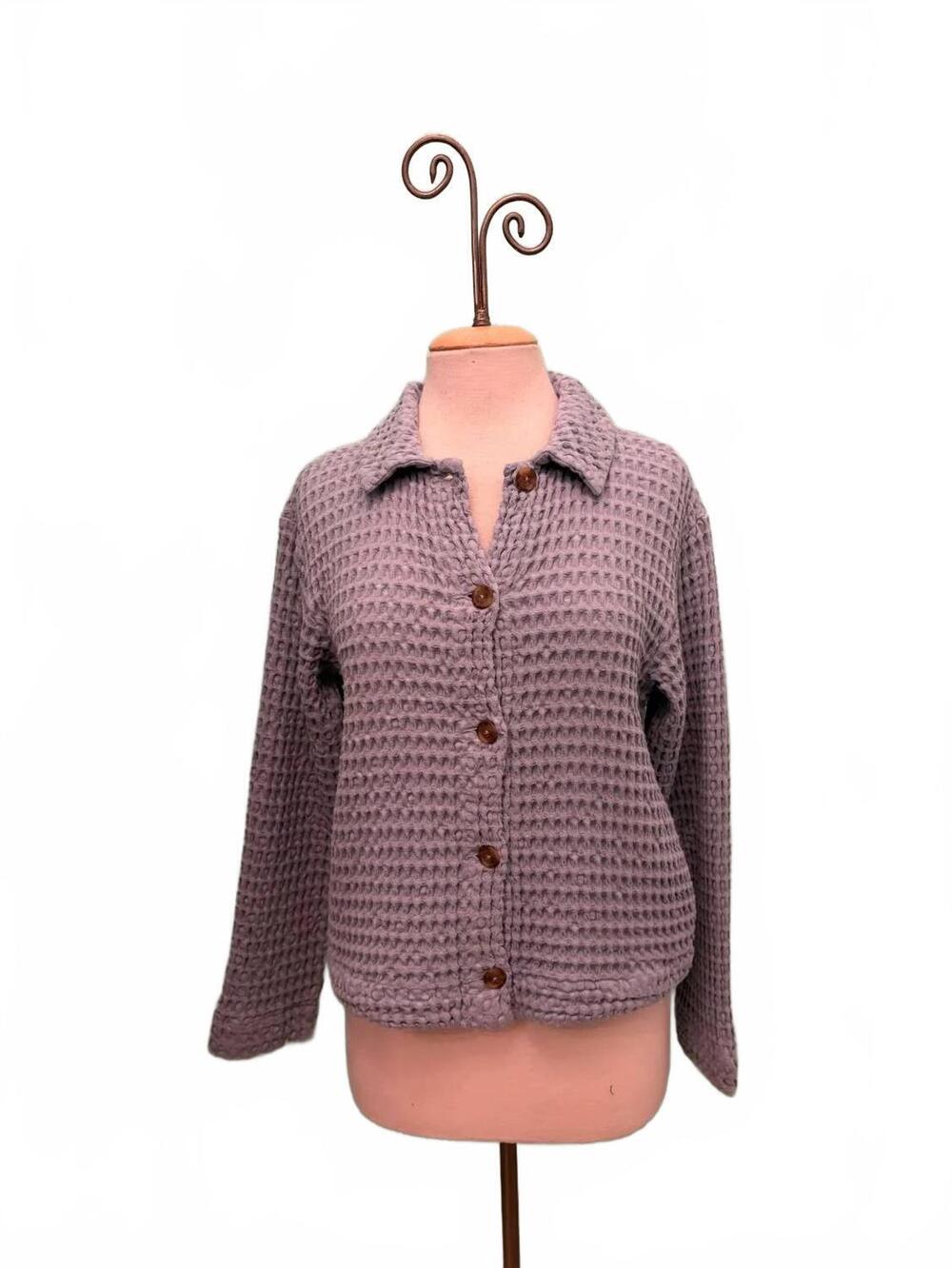 NEW MODODOC women's waffle knit swing crop jacket in frost